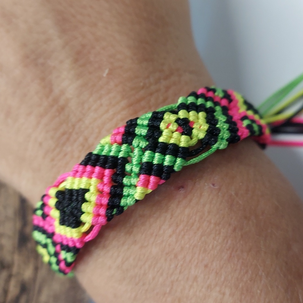B053 Neon Bright Friendship Style Adjustable Braided Bracelet